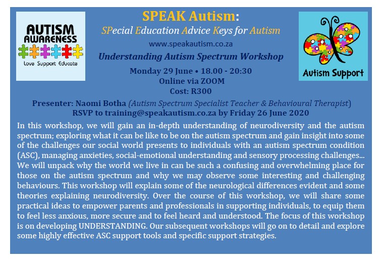 Understanding Autism Spectrum 29 June 2020 Zoom Invite