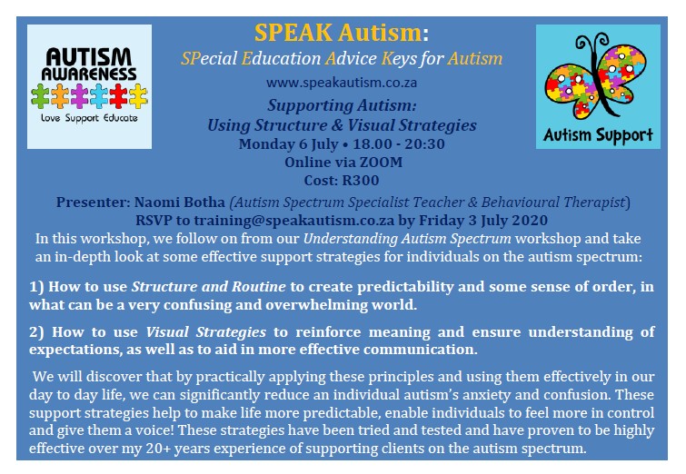 Using Structure & Visual Strategies 6 July 2020 Zoom Invite